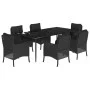 Set de comedor de jardín 7 pzas y cojines ratán sintético negro by , Garden sets - Ref: Foro24-3211925, Price: 759,61 €, Disc...