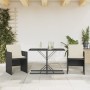 Mesita y sillas con cojines 3 piezas ratán sintético negro de , Conjuntos de jardín - Ref: Foro24-365062, Precio: 163,57 €, D...
