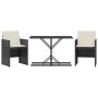 Mesita y sillas con cojines 3 piezas ratán sintético negro de , Conjuntos de jardín - Ref: Foro24-365062, Precio: 163,57 €, D...
