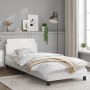 Estructura de cama con cabecero cuero sintético blanco 90x200cm de , Camas y somieres - Ref: Foro24-373119, Precio: 113,90 €,...