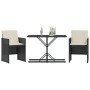 Mesita y sillas con cojines 3 piezas ratán sintético negro de , Conjuntos de jardín - Ref: Foro24-365062, Precio: 163,57 €, D...