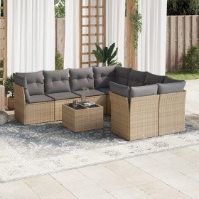 Set de sofás de jardín 9 pzas con cojines ratán sintético beige en Conjuntos de jardín | Comprar online en Foru.es