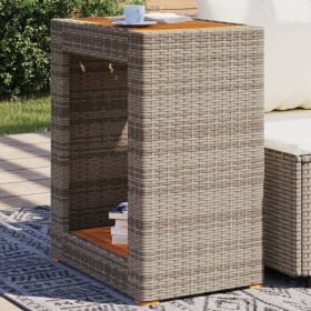 Mesa auxiliar jardín tapa madera ratán PE gris 60x40x75 cm de , Mesas de jardín - Ref: Foro24-366304, Precio: 86,79 €, Descue...