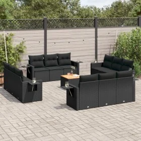Gartensofa-Set und Kissen, 13-teilig, aus schwarzem Kunststoff-Rattan. von , Modulare Sofas für den Außenbereich - Ref: Foro2...