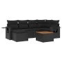 Set de comedor de jardín 7 pzas y cojines ratán sintético negro de , Sofás modulares de exterior - Ref: Foro24-3224662, Preci...
