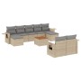 Juego de sofás jardín con cojines beige 10 pzas ratán sintético de , Sofás modulares de exterior - Ref: Foro24-3224778, Preci...