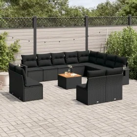 Set de sofás de jardín y cojines 13 pzas ratán sintético negro by , Modular outdoor sofas - Ref: Foro24-3224809, Price: 844,0...