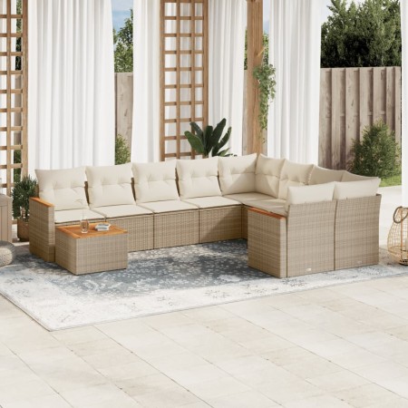 Juego de sofás jardín con cojines beige 10 pzas ratán sintético de , Conjuntos de jardín - Ref: Foro24-3226317, Precio: 610,4...