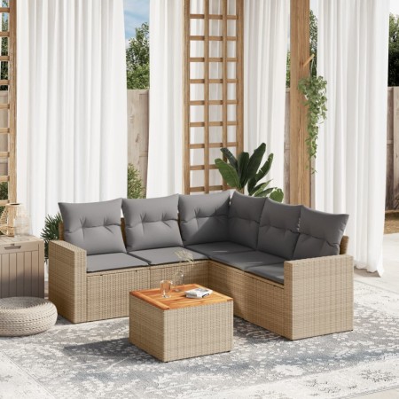 Juego de sofás jardín con cojines beige mezcla 6 pzas ratán PE de , Conjuntos de jardín - Ref: Foro24-3256451, Precio: 419,75...
