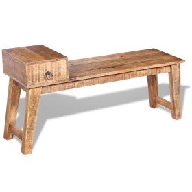 Banco con cajón madera maciza de mango 120x36x60 cm en Bancos para recibidores y almacenamiento | Comprar online en Foru.es