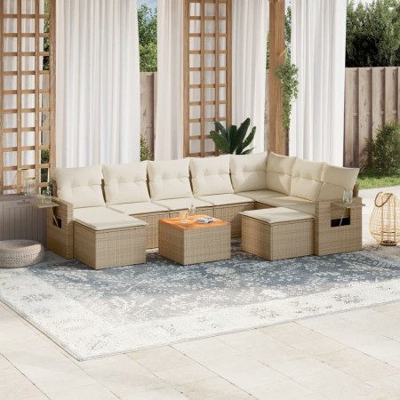 Juego de sofás jardín con cojines beige 10 pzas ratán sintético de , Conjuntos de jardín - Ref: Foro24-3257178, Precio: 698,3...
