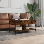 Mesa de centro madera ingeniería metal roble humo 100x50x50 cm de , Mesas de centro - Ref: Foro24-845368, Precio: 81,41 €, De...