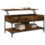 Mesa de centro madera ingeniería metal roble humo 100x50x50 cm de , Mesas de centro - Ref: Foro24-845368, Precio: 81,41 €, De...
