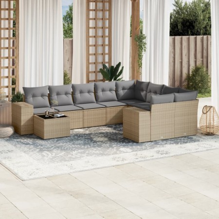 Juego de sofás jardín con cojines beige 10 pzas ratán sintético de , Conjuntos de jardín - Ref: Foro24-3255396, Precio: 677,9...