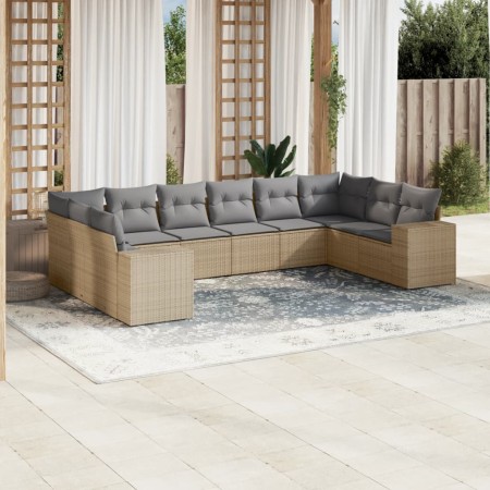 Juego de sofás jardín con cojines beige 10 pzas ratán sintético de , Conjuntos de jardín - Ref: Foro24-3255406, Precio: 641,1...