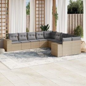 Juego de sofás jardín con cojines beige 10 pzas ratán sintético de , Conjuntos de jardín - Ref: Foro24-3255446, Precio: 641,1...