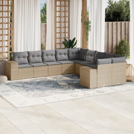 Juego de sofás jardín con cojines beige 10 pzas ratán sintético de , Conjuntos de jardín - Ref: Foro24-3255446, Precio: 641,1...