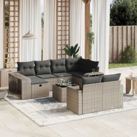Set de sofás de jardín 11 pzas y cojines ratán sintético gris de , Conjuntos de jardín - Ref: Foro24-3266250, Precio: 583,64 ...