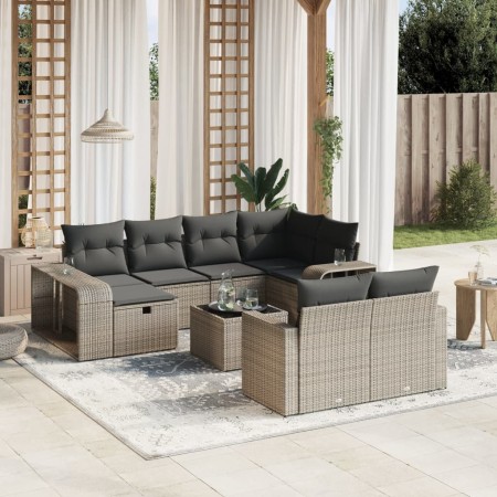 Set de sofás de jardín 11 pzas y cojines ratán sintético gris de , Conjuntos de jardín - Ref: Foro24-3266250, Precio: 583,64 ...