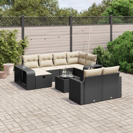 Set de sofás de jardín 11 pzas y cojines ratán sintético negro de , Conjuntos de jardín - Ref: Foro24-3266246, Precio: 548,20...