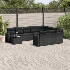 Set de sofás de jardín 11 pzas y cojines ratán sintético negro de , Conjuntos de jardín - Ref: Foro24-3219515, Precio: 716,95...