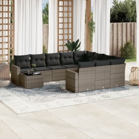 Set de sofás de jardín 11 pzas y cojines ratán sintético gris de , Conjuntos de jardín - Ref: Foro24-3219520, Precio: 644,45 ...
