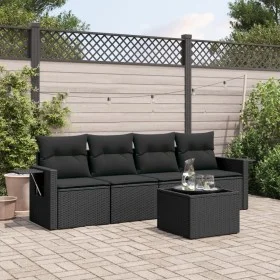 Set de muebles de jardín 5 pzas y cojines ratán sintético negro de , Conjuntos de jardín - Ref: Foro24-3219884, Precio: 326,5...