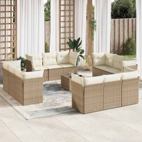 Set sofás de jardín con cojines 13 pzas ratán sintético beige en Conjuntos de jardín | Comprar online en Foru.es