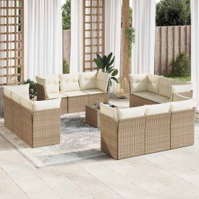 Set sofás de jardín con cojines 13 pzas ratán sintético beige en Conjuntos de jardín | Comprar online en Foru.es