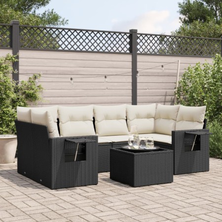 Set de comedor de jardín 7 pzas y cojines ratán sintético negro de , Conjuntos de jardín - Ref: Foro24-3219915, Precio: 423,2...