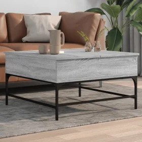 Mesa de centro madera ingeniería metal gris Sonoma 80x80x45 cm de , Mesas de centro - Ref: Foro24-845404, Precio: 82,05 €, De...
