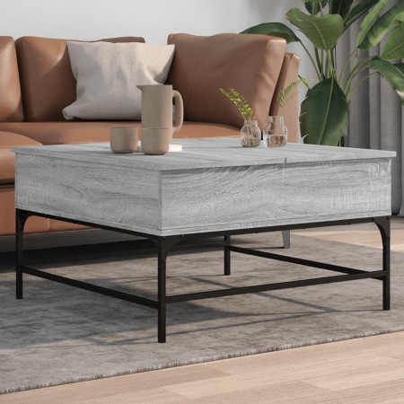Mesa de centro madera ingeniería metal gris Sonoma 80x80x45 cm de , Mesas de centro - Ref: Foro24-845404, Precio: 82,78 €, De...