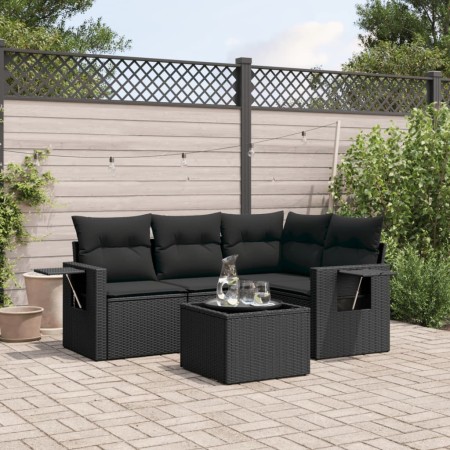 Set de muebles de jardín 5 pzas y cojines ratán sintético negro de , Conjuntos de jardín - Ref: Foro24-3220114, Precio: 337,8...