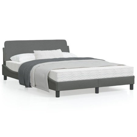 Estructura de cama con cabecero de tela gris oscuro 120x200 cm de , Camas y somieres - Ref: Foro24-373146, Precio: 140,02 €, ...