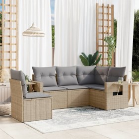 Juego de sofás jardín con cojines 5 pzas ratán sintético beige de , Conjuntos de jardín - Ref: Foro24-3220168, Precio: 343,06...