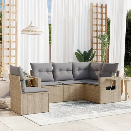 Juego de sofás jardín con cojines 5 pzas ratán sintético beige de , Conjuntos de jardín - Ref: Foro24-3220168, Precio: 343,06...