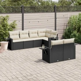 Set de comedor de jardín 7 pzas y cojines ratán sintético negro de , Conjuntos de jardín - Ref: Foro24-3220405, Precio: 472,6...