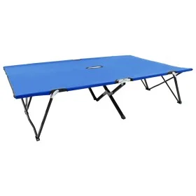 Tumbona doble plegable acero azul de vidaXL, Tumbonas - Ref: Foro24-47759, Precio: 113,82 €, Descuento: %