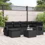 Set de comedor de jardín 7 pzas y cojines ratán sintético negro de , Conjuntos de jardín - Ref: Foro24-3220464, Precio: 434,0...