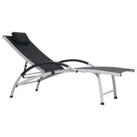 Tumbona de aluminio y textileno negro de vidaXL, Tumbonas - Ref: Foro24-47792, Precio: 180,54 €, Descuento: %
