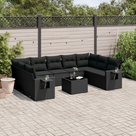 Set de sofás de jardín 10 pzas cojines ratán sintético negro de , Conjuntos de jardín - Ref: Foro24-3220604, Precio: 626,14 €...
