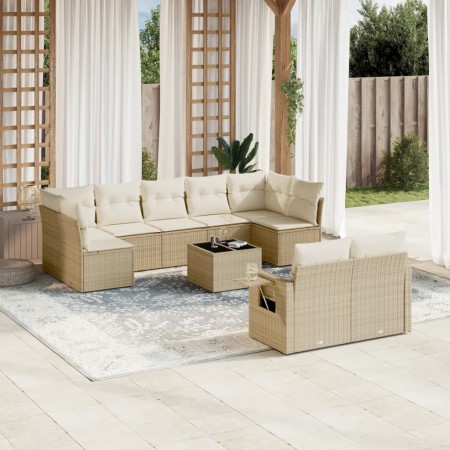 Juego de sofás jardín con cojines beige 10 pzas ratán sintético de , Conjuntos de jardín - Ref: Foro24-3220627, Precio: 646,6...