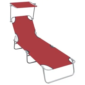 Tumbona plegable con toldo de aluminio roja de vidaXL, Tumbonas - Ref: Foro24-47771, Precio: 60,04 €, Descuento: %