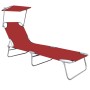 Tumbona plegable con toldo de aluminio roja de vidaXL, Tumbonas - Ref: Foro24-47771, Precio: 60,60 €, Descuento: %