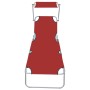 Tumbona plegable con toldo de aluminio roja de vidaXL, Tumbonas - Ref: Foro24-47771, Precio: 60,60 €, Descuento: %