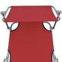 Tumbona plegable con toldo de aluminio roja de vidaXL, Tumbonas - Ref: Foro24-47771, Precio: 60,60 €, Descuento: %