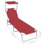 Tumbona plegable con toldo de aluminio roja de vidaXL, Tumbonas - Ref: Foro24-47771, Precio: 60,60 €, Descuento: %