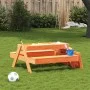 Mesa de pícnic con arenero de niños madera maciza pino marrón de , Mesas de jardín - Ref: Foro24-844655, Precio: 105,14 €, De...