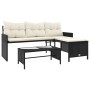 Sofá de jardín en forma de L con mesa y cojines ratán PE negro de , Sofás de exterior - Ref: Foro24-365571, Precio: 205,58 €,...