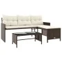 Sofá de jardín en forma de L con mesa y cojines ratán PE marrón by , Outdoor sofas - Ref: Foro24-365573, Price: 225,88 €, Dis...